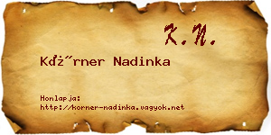 Körner Nadinka névjegykártya